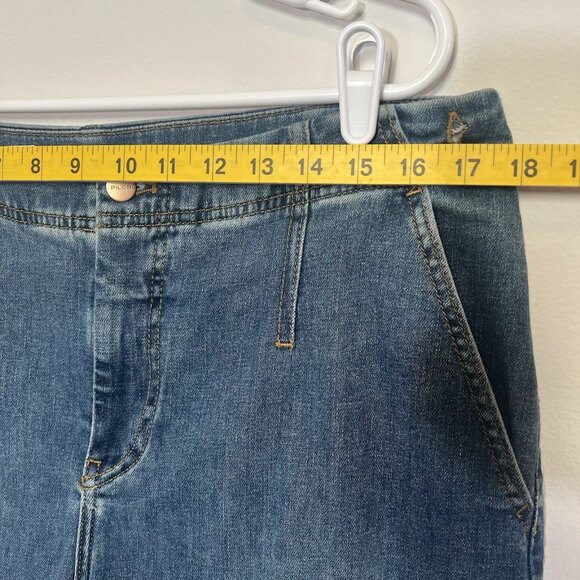 Pilcro Anthropologie Blue Jeans Size 29 Crop Leni Curved Barrel Tapered Stretch - Picture 8 of 16